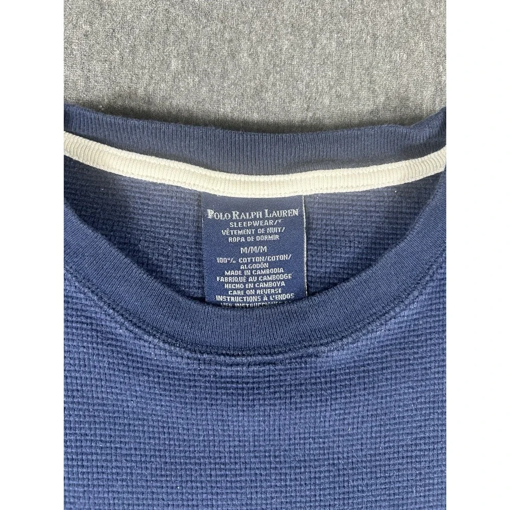 Polo Ralph Lauren Sleepwear Waffle Knit Long Sleeve Shirt Navy Blue Medium